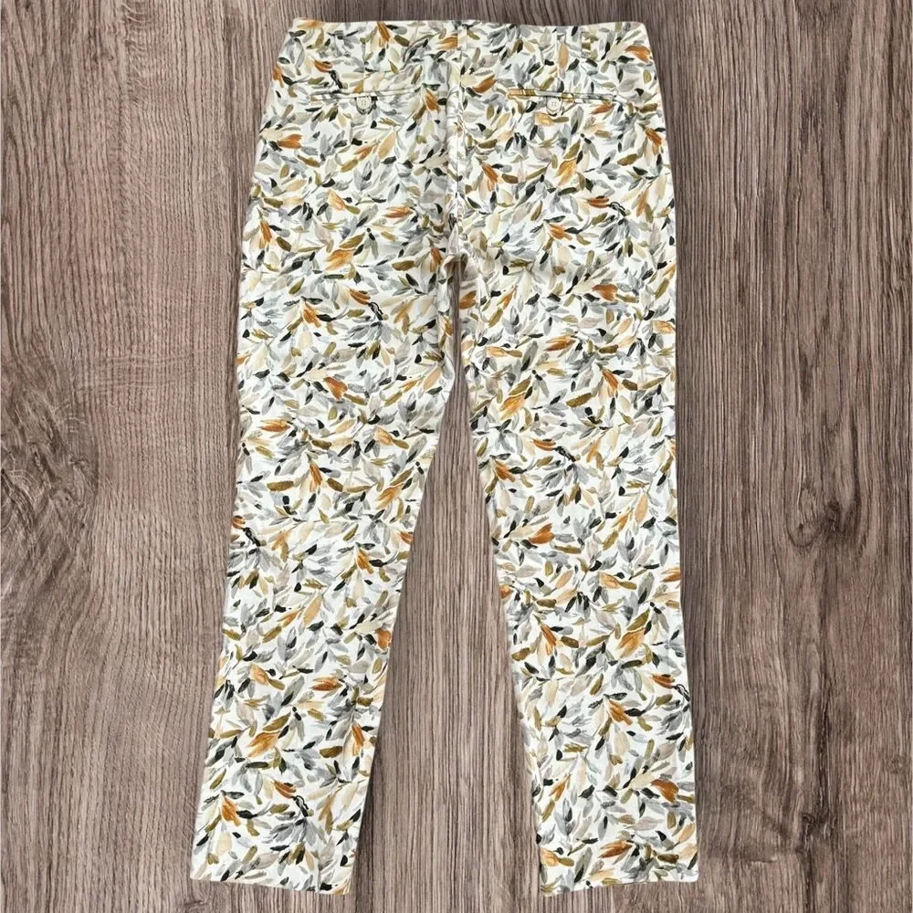 Zara Basic Floral Leaf Print Slim Leg Trousers Size 8 Earth Tone Boho Chic